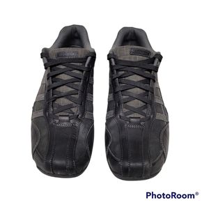 !Skechers Men’s Urban Track Tao Black, Charcoal Leather Casual Shoes (60449)US14